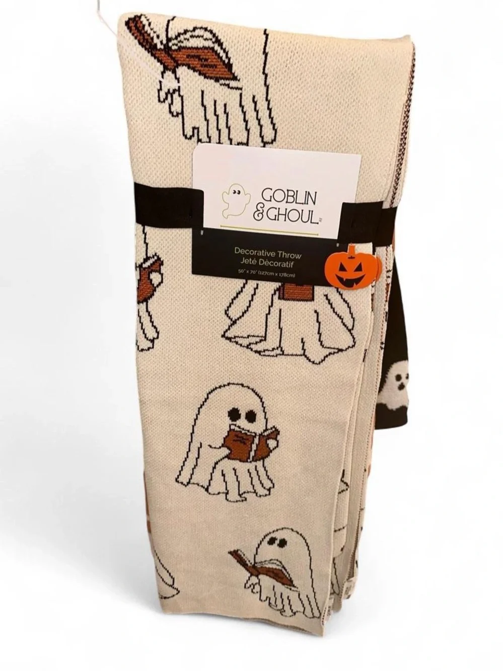 Goblin & Ghoul Cream Halloween Ghost Decorative Throw